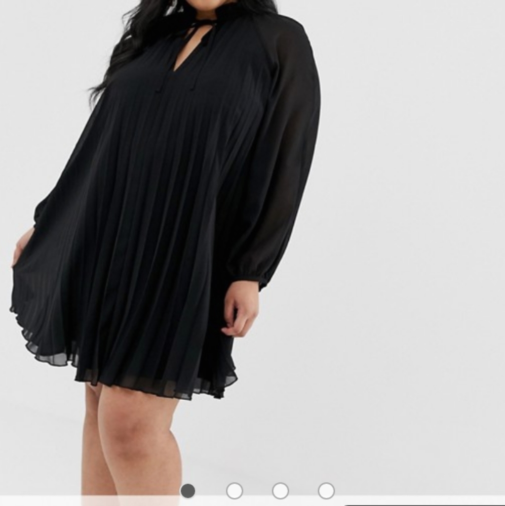 Asos pleaded trapeze mini dress/neck tie (New)